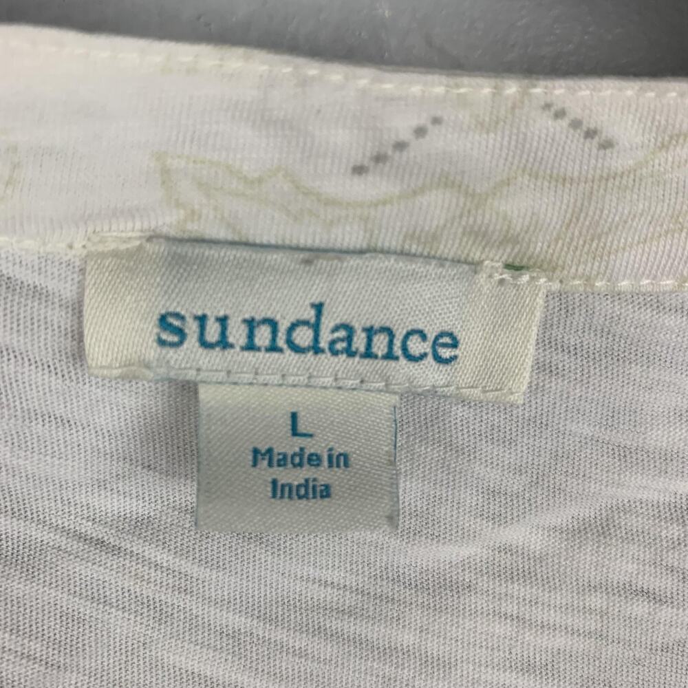 Sundance Top  Womens Large White Embroidered  Boho Cap Sleeve Southwestern - Picture 4 of 7